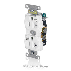 Leviton WBR20-W Straight Blade Duplex Receptacle 20A 125V NEMA 5-20R