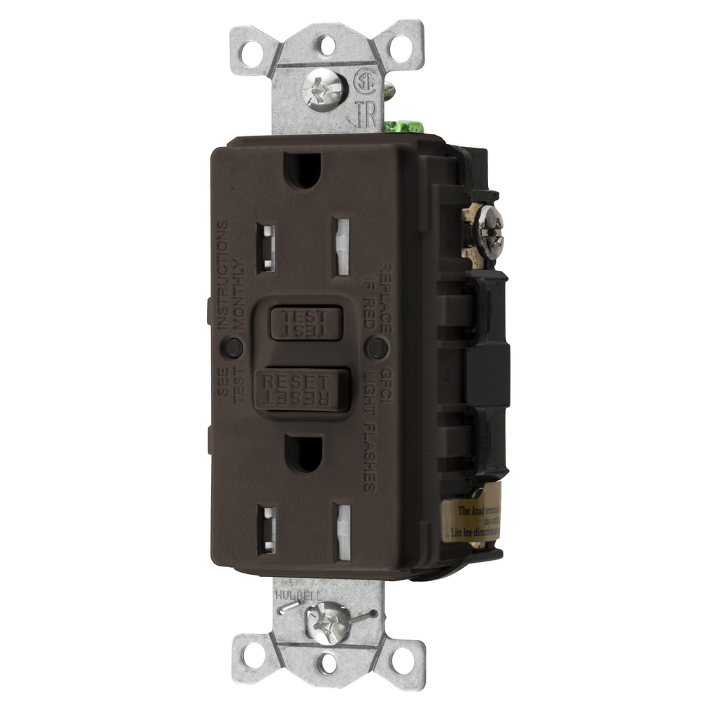 HUBBELL Hubbell GFTRST15 HUBBELL 15A COM SELF TEST TR GFR BROWN