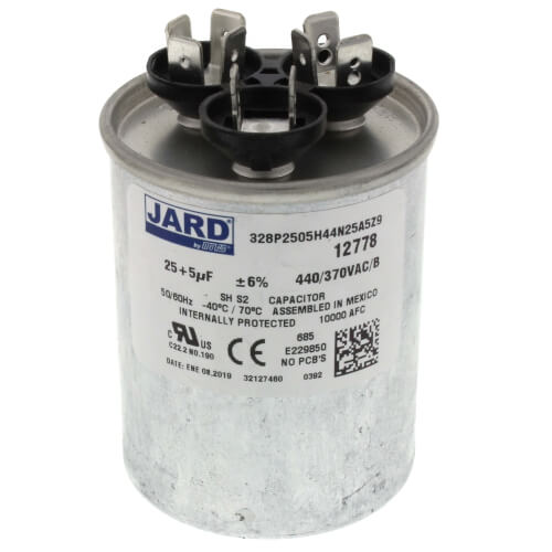 JARD JARD 12778 25/5 MFD 440/370V Dual Round Run Capacitor