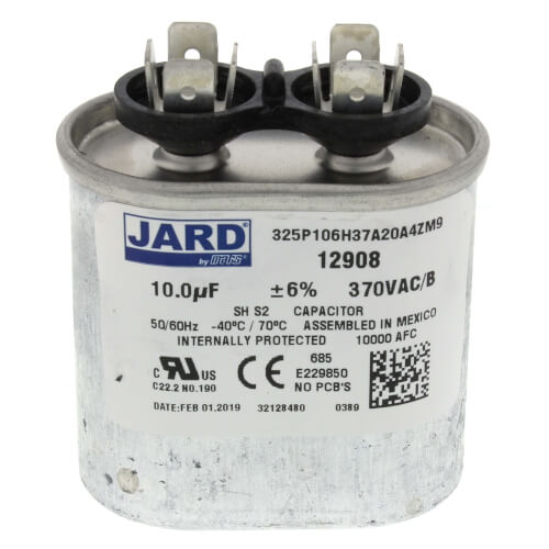 JARD JARD 12908 10 Mfd 370V Oval Run Capacitor MAR12908