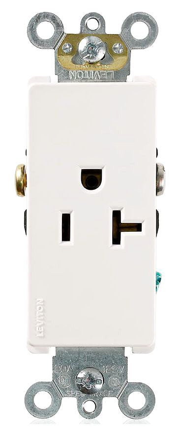 LEVITON Leviton 16351-W Decora Plus Single Receptacle 20 Amp 125 Volt NEMA 5-20R