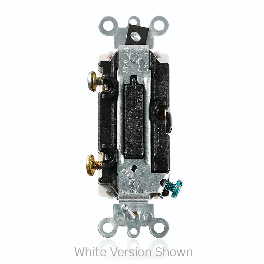 LEVITON Leviton 5628-2W 120 VAC 20 Amp 1 Hp White Thermoplastic Polyester Self Grounding Illuminated Rocker Decorator Quiet Switch