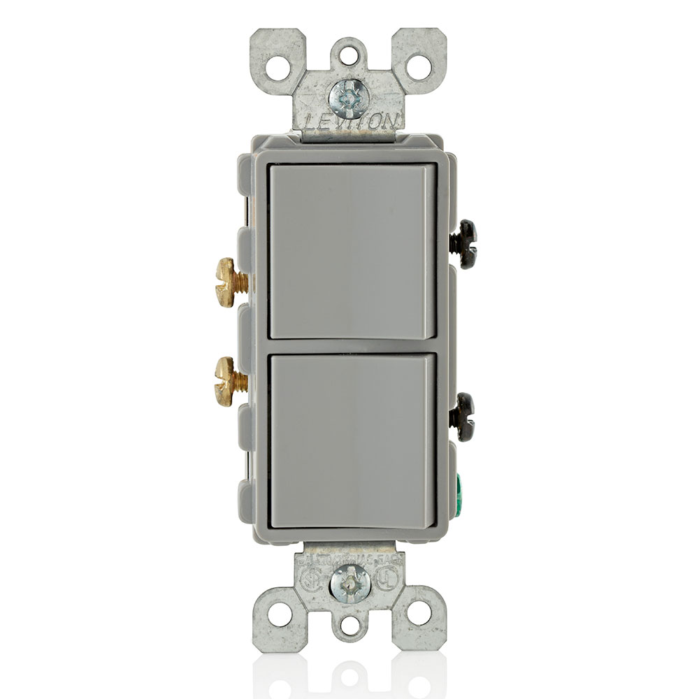 LEVITON Leviton 5634-GY Decora Style Single-Pole, AC Combo Switch 15 Amp 120/277 Volt