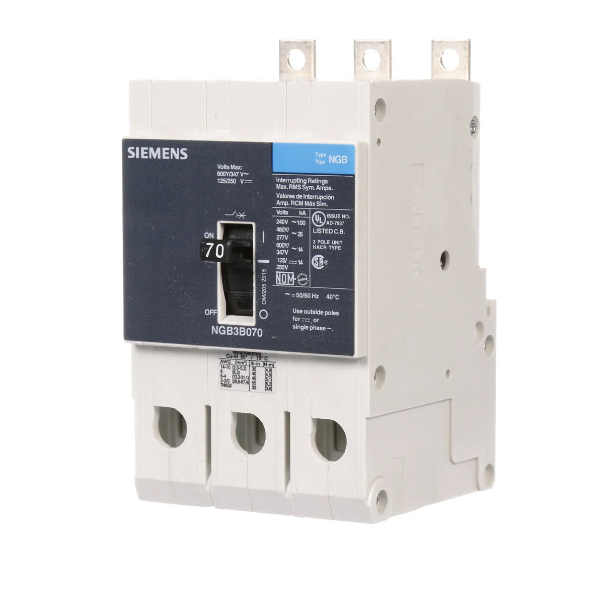 SIEMENS NGB3B070B CIRCUIT BREAKERS