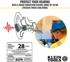 KLEIN TOOLS Klein Tools AESEB1 Bluetooth Jobsite Earbuds, Wireless Hearing Protection Earplugs with 28dB Noise Reduction Rating, 15-Hour Playtime