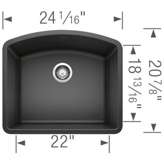 BLANCO BLANCO 440174 Diamond 24 x 20-13/16 in. No Hole Composite Single Bowl Undermount Kitchen Sink in Anthracite