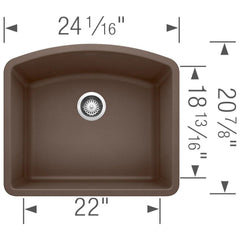 BLANCO BLANCO 440172 Diamond 24 x 20-13/16 in. No Hole Composite Single Bowl Undermount Kitchen Sink Cafe Brown