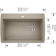 BLANCO BLANCO 441287 Diamond Super Single Dual Mount Kitchen Sink - Truffle