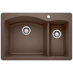 BLANCO Blanco 440197 Diamond 33 x 22 in. 1 Hole Composite Double Bowl Dual Mount Kitchen Sink in Cafe Brown