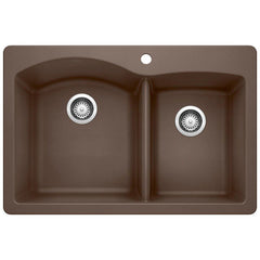 BLANCO Blanco 440213 Diamond 33 x 22 in. 1 Hole Composite Double Bowl Dual Mount Kitchen Sink in Cafe Brown