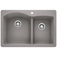 BLANCO BLANCO 440214 Diamond 33 x 22 in. 1 Hole Composite Double Bowl Dual Mount Kitchen Sink in Metallic Grey