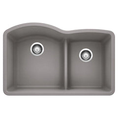 BLANCO BLANCO 441592 Diamond 1-3/4 Double Bowl Kitchen Sink with Low Divide - Metallic Gray