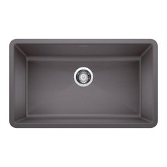 BLANCO BLANCO 441478 Precis 32 x 19 in. No Hole Granite Composite Single Bowl Undermount Kitchen Sink in Cinder