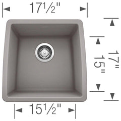 BLANCO Blanco 440082 Performa 17-1/2 x 17 in. Single Bowl Undermount Bar Sink No Hole Metallic Gray
