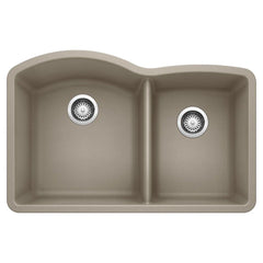 BLANCO Blanco 441284 Diamond 32 x 20-27/32 in. No Hole Composite Double Bowl Undermount Kitchen Sink in Truffle