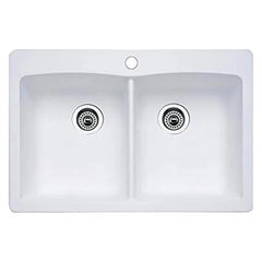 BLANCO Blanco 440221 Diamond 33 x 22 in. 1 Hole Composite Double Bowl Dual Mount Kitchen Sink in White