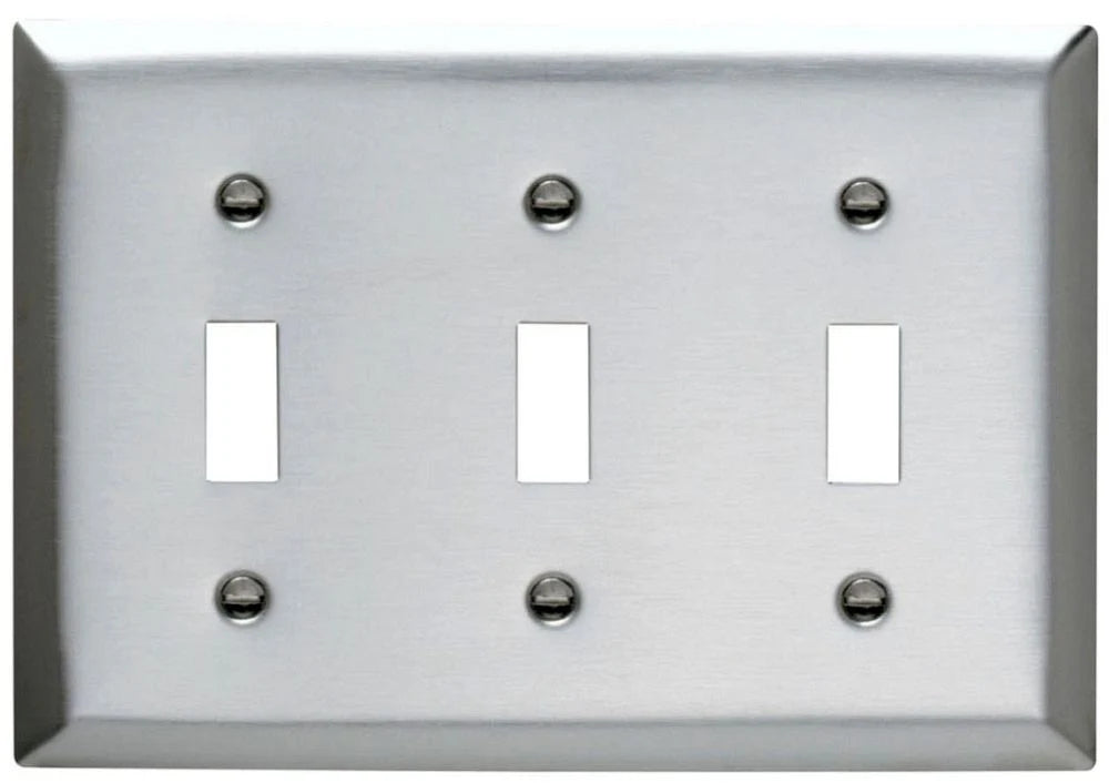 LEGRAND PASS & SEYMOUR Pass & Seymour SS3 Wall Plate Standard Stainless Steel 3 Gang Toggle Switch