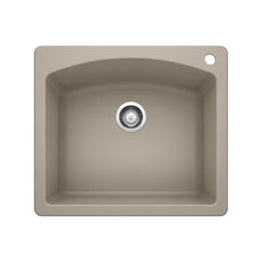 BLANCO BLANCO 441280 Diamond 25 x 22 in. 1 Hole Composite Single Bowl Dual Mount Kitchen Sink in Truffle