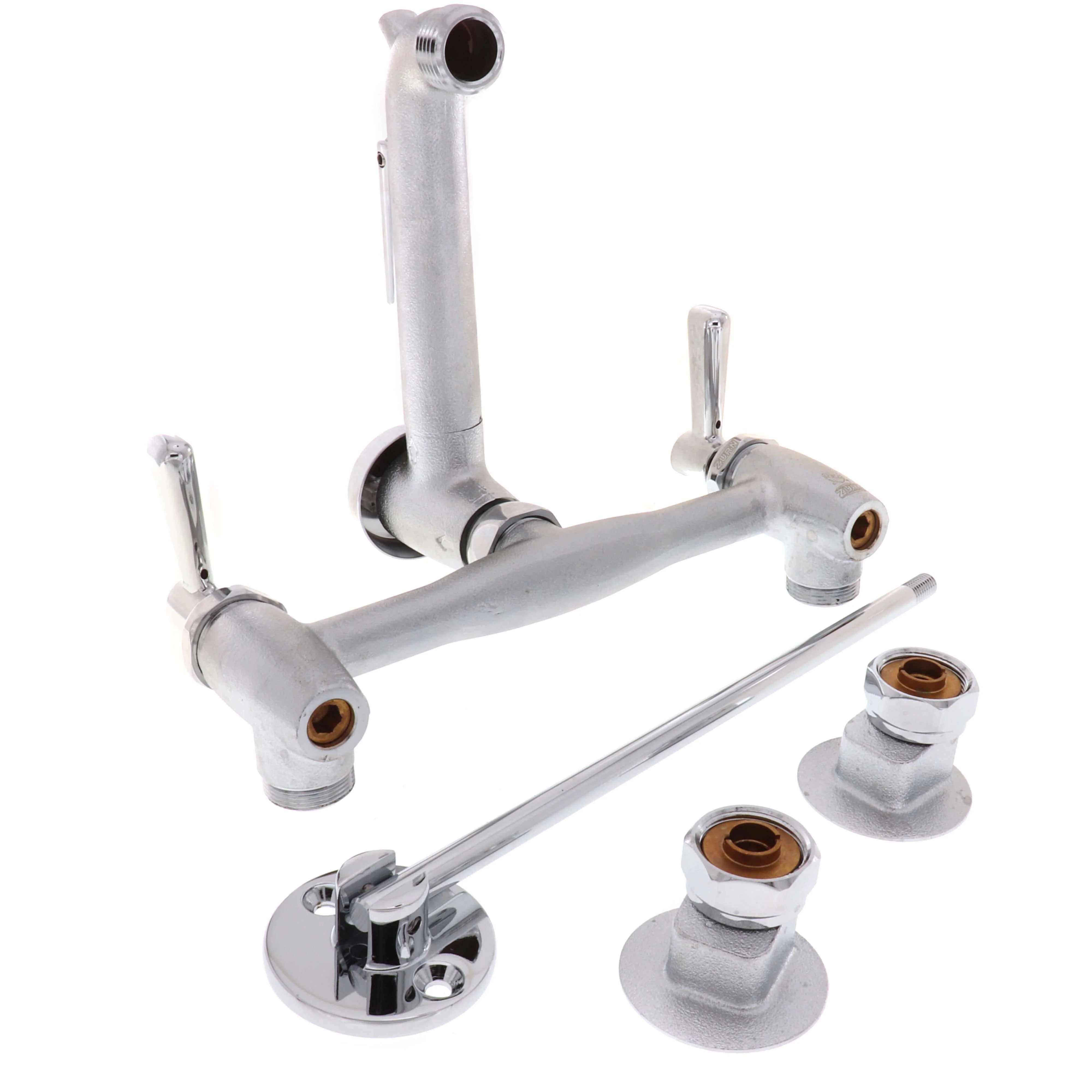 ZURN Zurn Z843M1-RC AquaSpec Wall-Mount Service Sink Faucet - Vacuum-Breaker Spout, Pail Hook, Wall Brace, Metal Lever Handles-Rough, Chrome