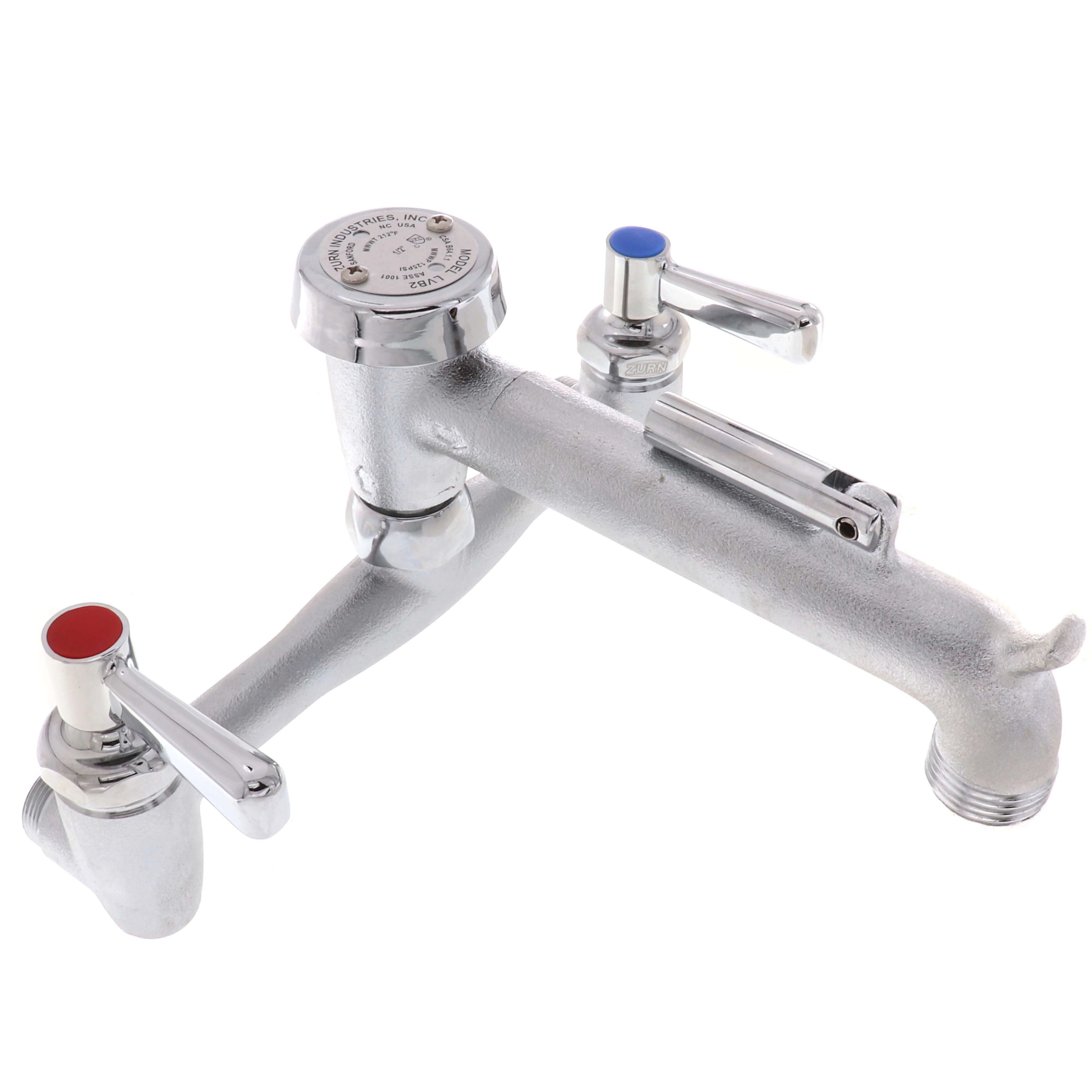 ZURN Zurn Z843M1-RC AquaSpec Wall-Mount Service Sink Faucet - Vacuum-Breaker Spout, Pail Hook, Wall Brace, Metal Lever Handles-Rough, Chrome