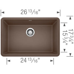 BLANCO BLANCO 522433 Precis 26-13/16 x 17-3/4 in. No Hole Composite Single Bowl Undermount Kitchen Sink in Cafe Brown