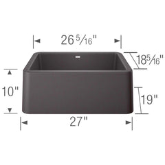 BLANCO BLANCO 402315 Ikon 27 x 19 in. Composite Single Bowl Farmhouse Kitchen Sink in Cinder