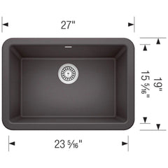 BLANCO BLANCO 402315 Ikon 27 x 19 in. Composite Single Bowl Farmhouse Kitchen Sink in Cinder