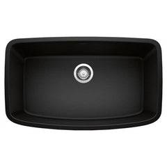 BLANCO BLANCO 442942 Valea 32 x 19 in. No Hole Granite Composite Single Bowl Undermount Kitchen Sink in Coal Black