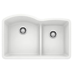 BLANCO BLANCO 441593 Diamond 32 x 20-7/8 in. No Hole Composite Double Bowl Undermount Kitchen Sink in White
