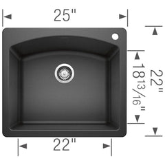 BLANCO Blanco 440210 Diamond 25 x 22 in. 1 Hole Composite Single Bowl Dual Mount Kitchen Sink in Anthracite
