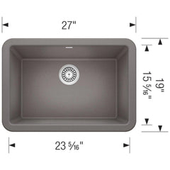 BLANCO BLANCO 402314 Ikon 27 x 19 in. Composite Single Bowl Farmhouse Kitchen Sink in Metallic Grey
