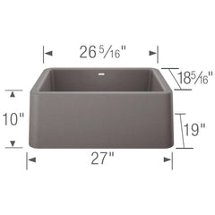 BLANCO BLANCO 402314 Ikon 27 x 19 in. Composite Single Bowl Farmhouse Kitchen Sink in Metallic Grey