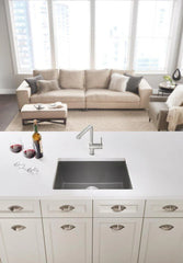 BLANCO BLANCO 522413 Precis 23-1/2 x 17-3/4 in. No Hole Composite Single Bowl Undermount Kitchen Sink in Metallic Grey
