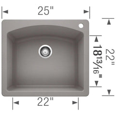 BLANCO Blanco 440209 Diamond 25 x 22 in. 1 Hole Composite Single Bowl Dual Mount Kitchen Sink