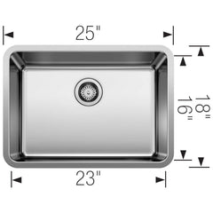 BLANCO BLANCO 442766 Formera 25 x 18 in. No Hole Stainless Steel Single Bowl Undermount Kitchen Sink
