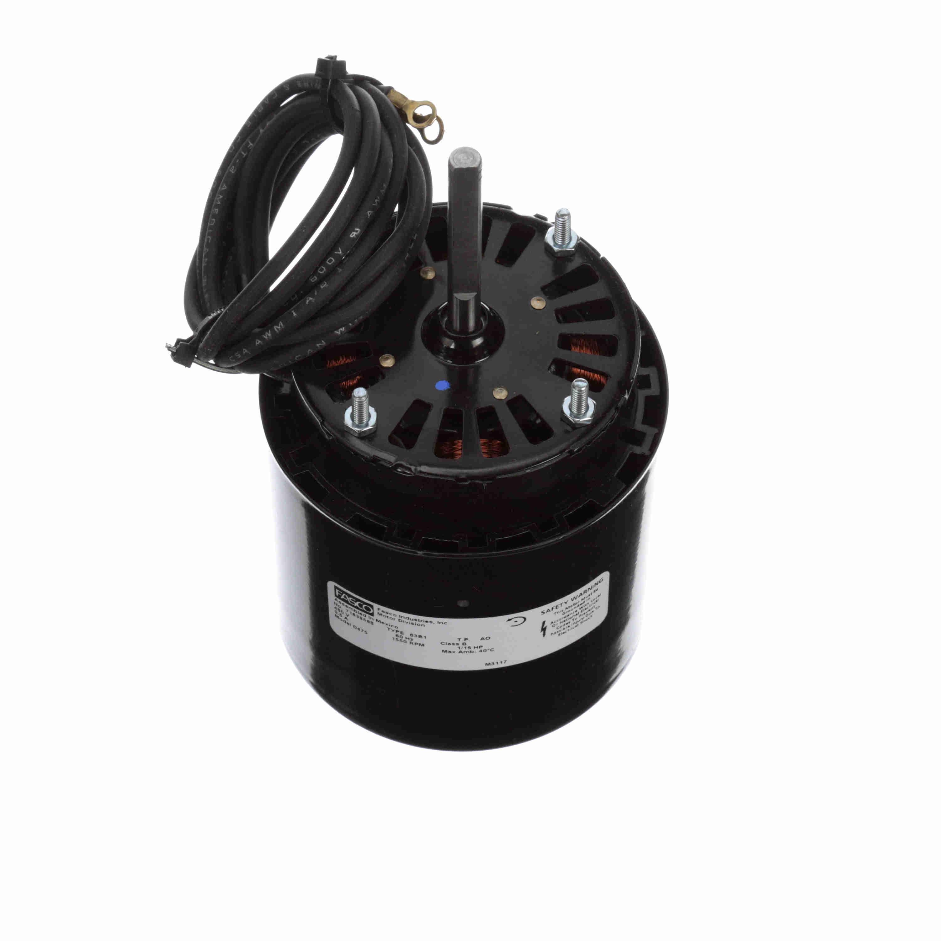 GENTEQ MOTORS Fasco D475 4-Pole HVAC/R Motor Open Air Over 1/15 hp