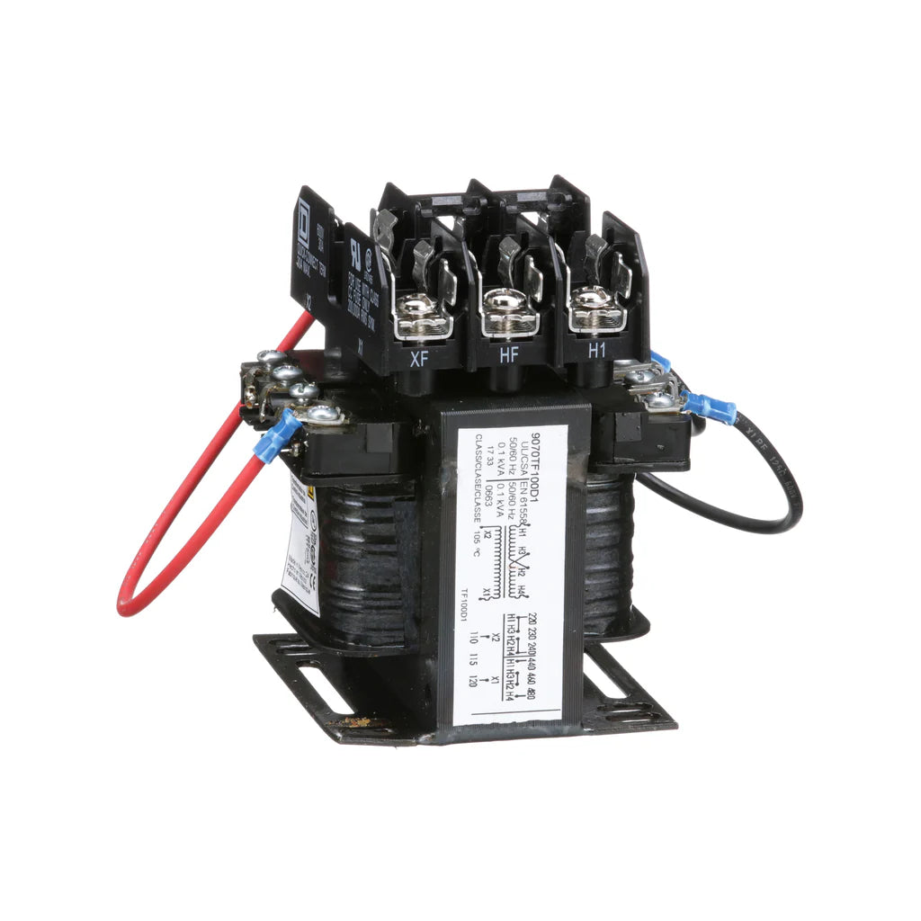 SCHNEIDER ELECTRIC Square D 9070TF100D1 Control Transformer 240VAC, 480VAC to 120VAC 100VA