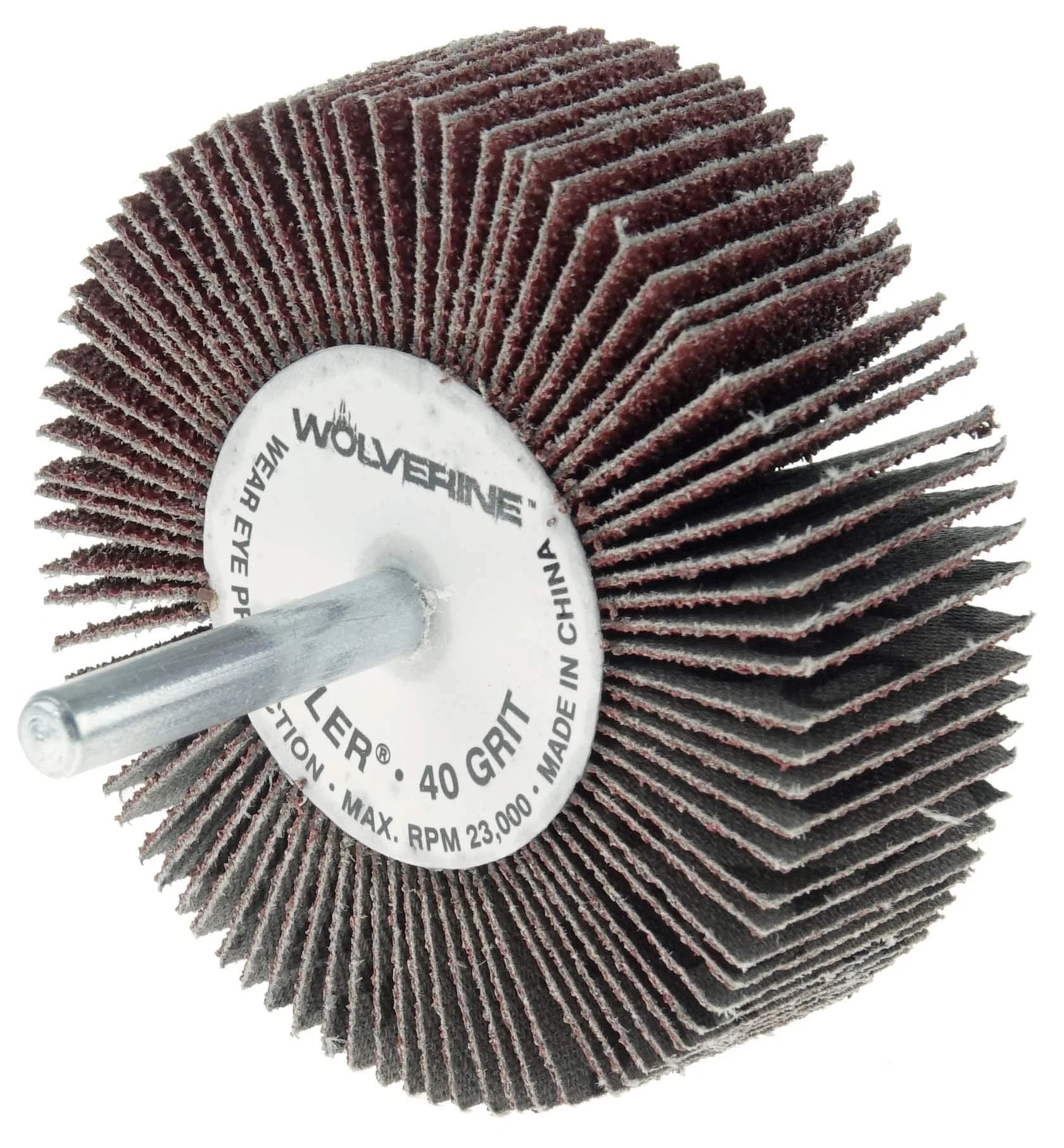 WEILER Weiler 30778 Wolverine Coated Abrasive Flap Wheel 40 Grit 2-1/2 inches x 1 inch x 1/4 inch Stem Pack of 10