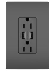 LEGRAND Pass & Seymour TM826USBBK Decorator Duplex USB Charger Receptacle, Black
