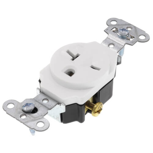 LEGRAND Pass & Seymour 5851W Heavy-Duty Spec Grade Single Receptacle, Side Wire 20Amp 250Volt