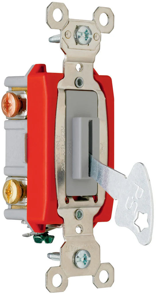 LEGRAND Pass & Seymour PS20AC3L 3-Pole 3-Way Industrial Extra Heavy Duty Specification Grade Lock Switch, 120/277 VAC, 20 Amp, Brown