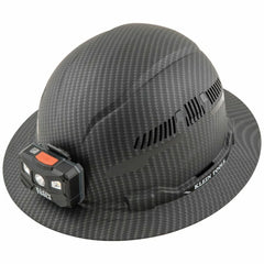 KLEIN TOOLS Klein Tools 60347 Hard Hat Premium KARBN Pattern Vented Full Brim Class C with Rechargeable Lamp
