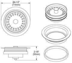 ELKAY Elkay LKQD35GR 3-1/2 Disposer Flange with Removable Basket Strainer and Black Rubber Stopper