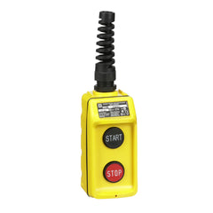 SCHNEIDER ELECTRIC Square D 9001BW95Y 600 Vac/Vdc 5 Amp 2No 2Nc Yellow Thermoplastic Nema 1/3/3R/4/4X 2-Button 1-Speed Pendant Station