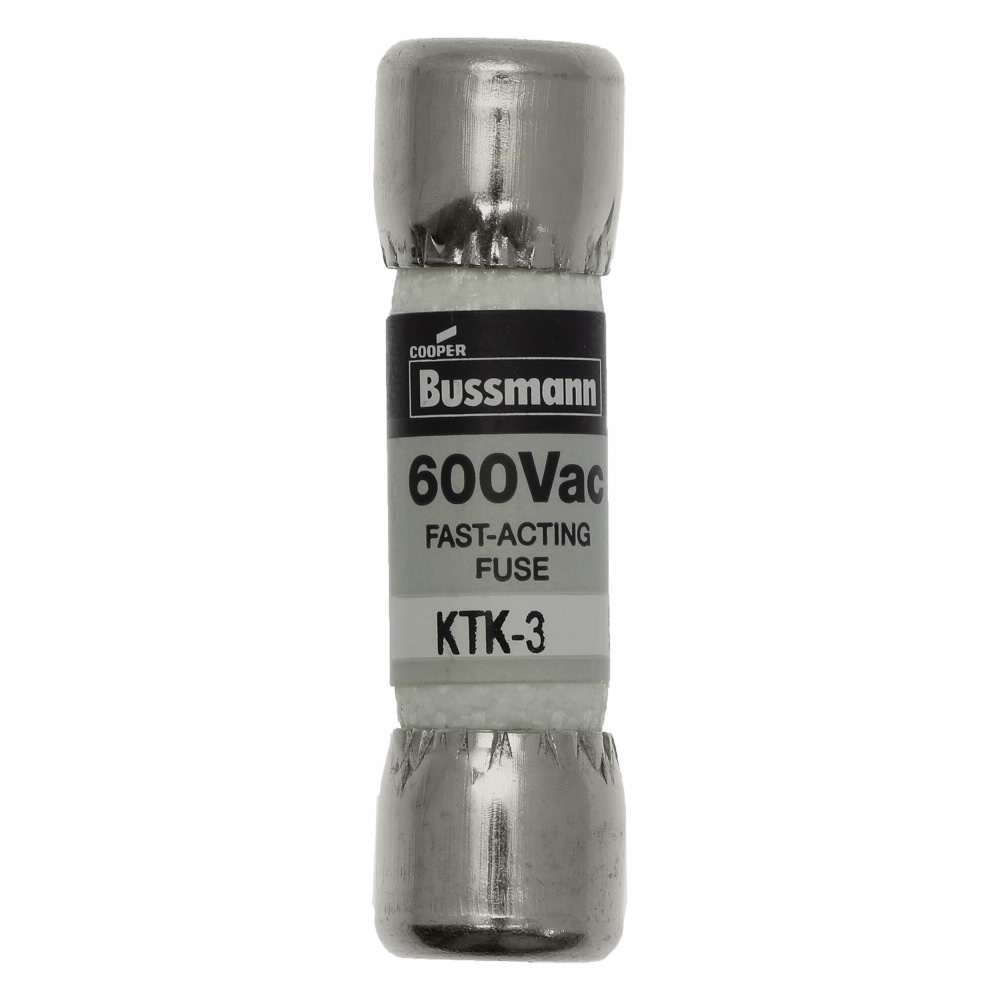 EATON Bussmann KTK-3 600V 3Amp Limitron Fast-Acting Supplemental Fuse Non-Indicating 100kAIC @ 600Vac