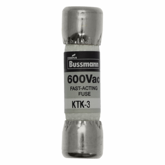 EATON Bussmann KTK-3 600V 3Amp Limitron Fast-Acting Supplemental Fuse Non-Indicating 100kAIC @ 600Vac