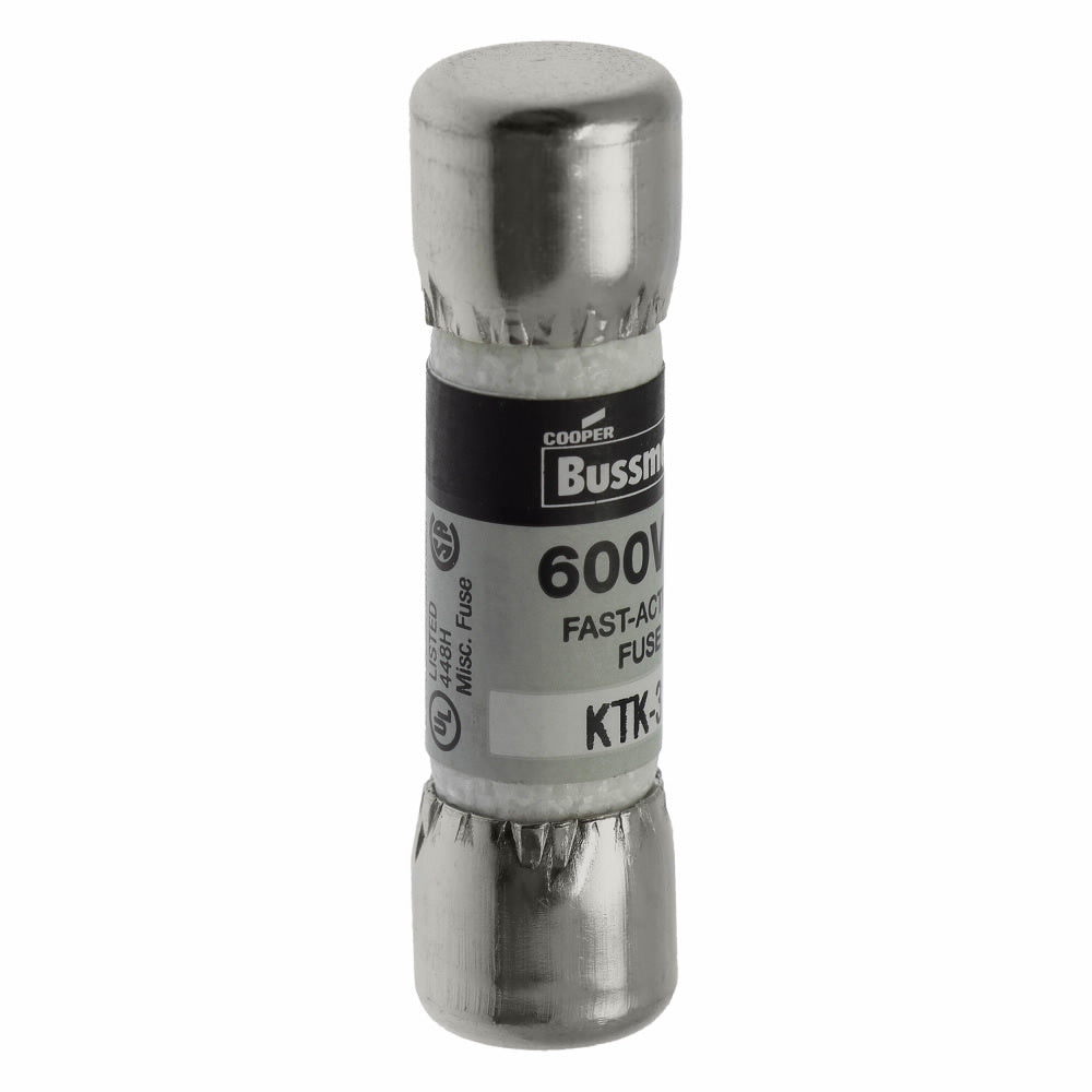 EATON Bussmann KTK-3 600V 3Amp Limitron Fast-Acting Supplemental Fuse Non-Indicating 100kAIC @ 600Vac