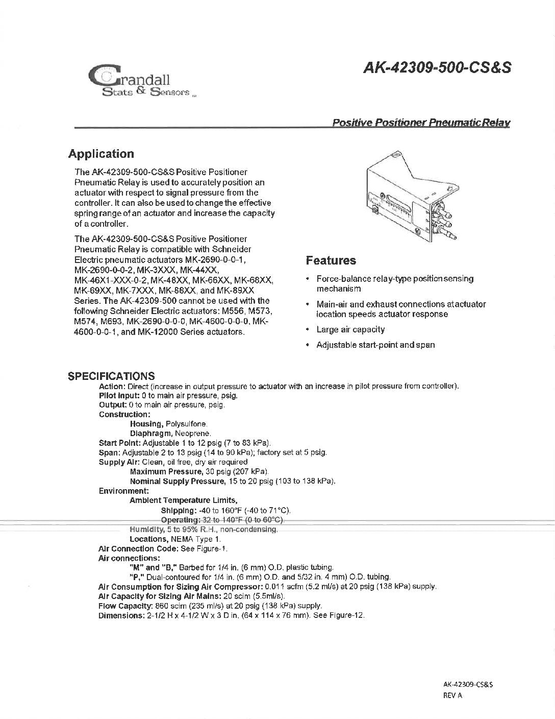 CRANDALL Crandall AK-42309-500 Positive Positioning Relay w/Mounting Linkage