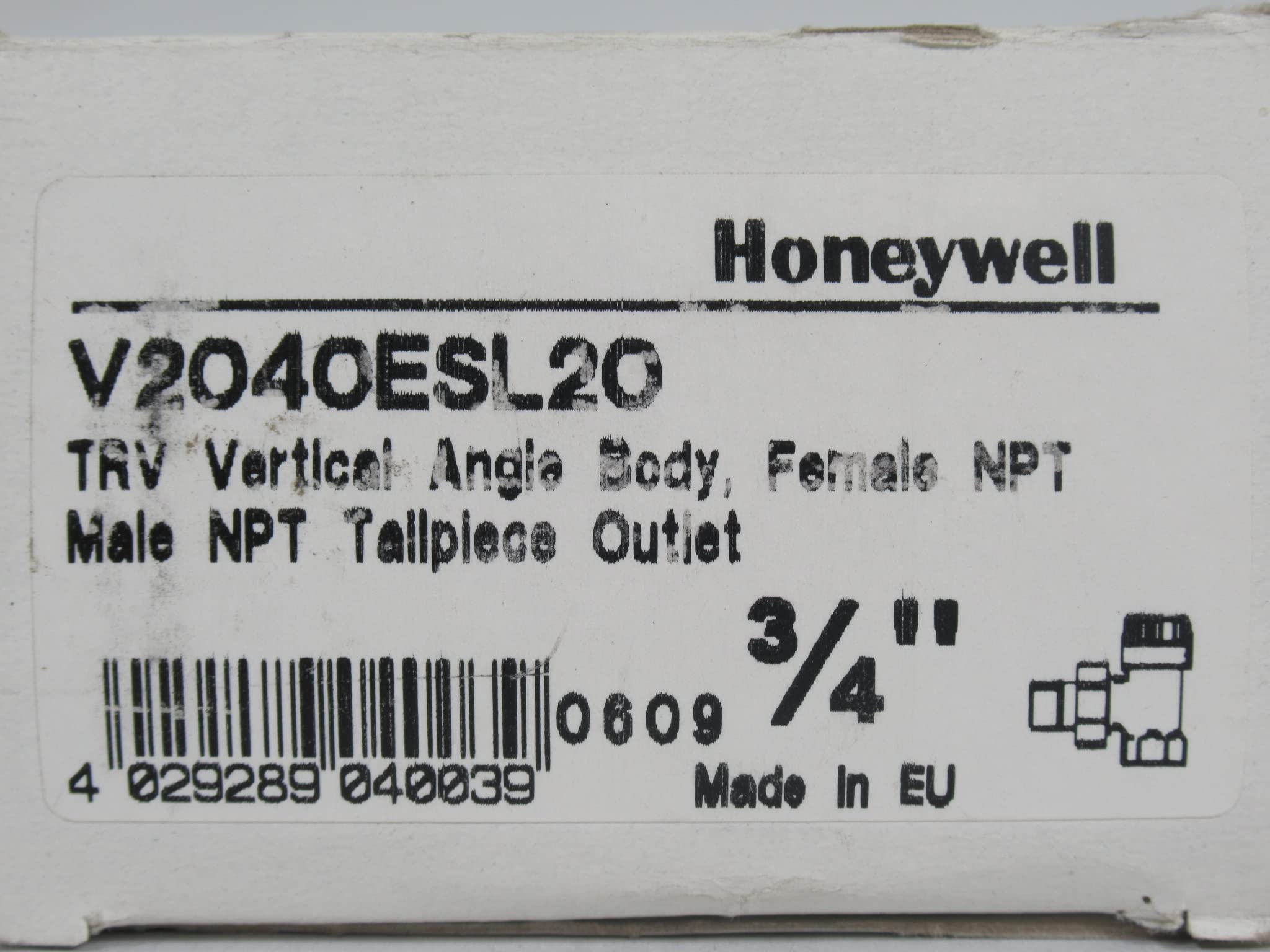 HONEYWELL Honeywell V2040ESL20 TRV Valve Body 3/4 Vert Angle Replacement V100E1063