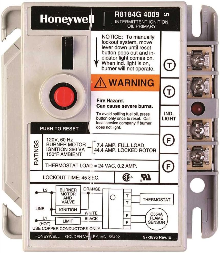 HONEYWELL Honeywell R8184G4082 Protectorelay Oil Burner Control 45 Second Lockout Timing